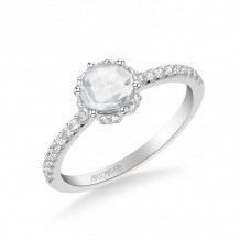 Artcarved Bridal Mounted Mined Live Center Classic Rose Goldcut Halo Engagement Ring Paula 18K White Gold - 31-V989CRW-E.01
