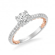 Artcarved Bridal Semi-Mounted with Side Stones Classic Lyric Engagement Ring Marta 14K White Gold Primary & 14K Rose Gold - 31-V912ERWR-E.01