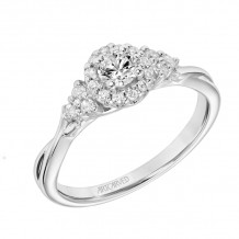 Artcarved Bridal Semi-Mounted with Side Stones Contemporary One Love Engagement Ring 14K White Gold - 31-V876XRW-E.04