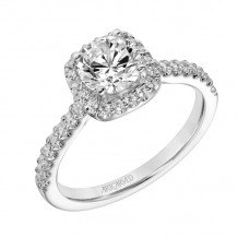 Artcarved Bridal Mounted with CZ Center Classic Halo Engagement Ring Tori 14K White Gold - 31-V867ERW-E.00