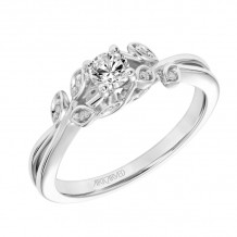 Artcarved Bridal Semi-Mounted with Side Stones Contemporary Floral Engagement Ring Corinne 14K White Gold - 31-V317XRW-E.04