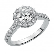 Artcarved Bridal Semi-Mounted with Side Stones Classic Halo Engagement Ring Yolanda 14K White Gold - 31-V438ERW-E.01
