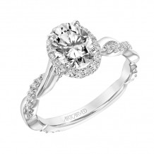 Artcarved Bridal Mounted with CZ Center Contemporary Twist Halo Engagement Ring Rina 14K White Gold - 31-V898EVW-E.00