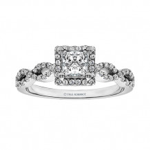 True Romance 14k White Gold 0.33ct Diamond Halo Semi Mount Engagement Ring