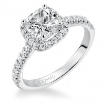 Artcarved Bridal Semi-Mounted with Side Stones Classic Halo Engagement Ring Layla 14K White Gold - 31-V324GUW-E.01