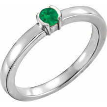 14K White Emerald Family Stackable Ring - 713566016P