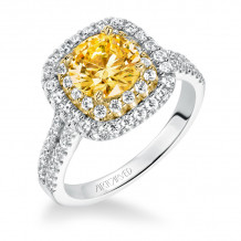 Artcarved Bridal Mounted with CZ Center Classic Halo Engagement Ring Marigold 14K White Gold Primary & 14K Yellow Gold - 31-V611GRA-E.00