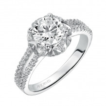 Artcarved Bridal Mounted with CZ Center Contemporary Halo Engagement Ring Camille 14K White Gold - 31-V388FRW-E.00