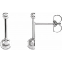 Platinum Bar & Ball Earrings - 87070603P