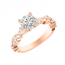 Artcarved Bridal Semi-Mounted with Side Stones Contemporary Lyric Engagement Ring 14K Rose Gold - 31-V1016ERR-E.01