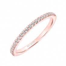 Artcarved Bridal Mounted with Side Stones Contemporary Halo Diamond Wedding Band Dominique 18K Rose Gold - 31-V885R-L.01