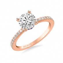 Artcarved Bridal Semi-Mounted with Side Stones Classic Engagement Ring 14K Rose Gold & Blue Sapphire - 31-V544SGRR-E.01