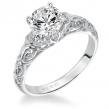 Artcarved Bridal Semi-Mounted with Side Stones Vintage Engagement Ring Peyton 14K White Gold - 31-V284ERW-E.01