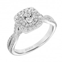 Artcarved Bridal Mounted Mined Live Center Contemporary One Love Halo Engagement Ring 14K White Gold - 31-V880ARW-E.00