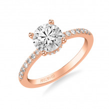 Artcarved Bridal Semi-Mounted with Side Stones Classic Engagement Ring 14K Rose Gold - 31-V1032GRR-E.01