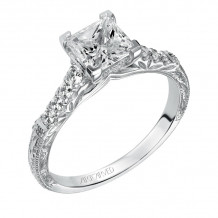 Artcarved Bridal Mounted with CZ Center Vintage Engagement Ring Charmaine 14K White Gold - 31-V493FCW-E.00