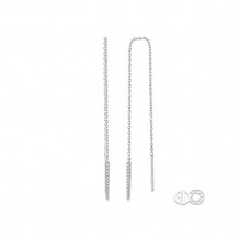 Ashi 10k White Gold Tapered Thread Diamond Earrings