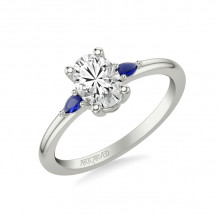 Artcarved Bridal Semi-Mounted with Side Stones Classic Gemstone Engagement Ring 18K White Gold & Blue Sapphire - 31-V1038SEVW-E.03