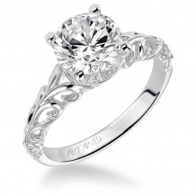 Artcarved Bridal Semi-Mounted with Side Stones Vintage Engagement Ring Tisha 14K White Gold - 31-V532HRW-E.01