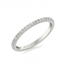 Artcarved Bridal Mounted with Side Stones Contemporary Diamond Wedding Band 18K White Gold - 31-V1035W-L.01