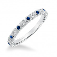 Artcarved Bridal Mounted with Side Stones Contemporary Diamond Anniversary Band 14K White Gold & Blue Sapphire - 33-V9158W-L.00