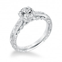 Artcarved Bridal Mounted with CZ Center Vintage Filigree Diamond Engagement Ring Amal 14K White Gold - 31-V692ERW-E.00