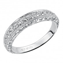 Artcarved Bridal Mounted with Side Stones Vintage Fashion Diamond Anniversary Band 14K White Gold - 33-V9122W-L.00