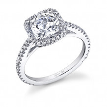 0.29tw Semi-Mount Engagement Ring With 1ct Round/Cushion Halo *1/2