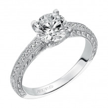 Artcarved Bridal Mounted with CZ Center Vintage Engraved Diamond Engagement Ring Antonia 14K White Gold - 31-V490FRW-E.00