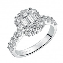 Artcarved Bridal Semi-Mounted with Side Stones Classic Halo Engagement Ring Wynona 14K White Gold - 31-V332EEW-E.01