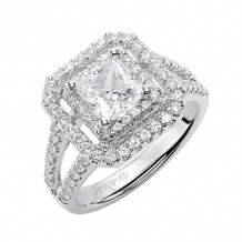 Artcarved Bridal Semi-Mounted with Side Stones Classic Halo Engagement Ring Francine 14K White Gold - 31-V367FCW-E.01