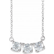 14K White 1 CTW Diamond Three-Stone Curved Bar 18 Necklace - 86917615P