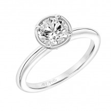 Artcarved Bridal Semi-Mounted with Side Stones Contemporary Bezel Engagement Ring Lake 18K White Gold - 31-V837ERW-E.03