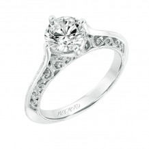 Artcarved Bridal Unmounted No Stones Vintage Heritage Engagement Ring Jessamine 14K White Gold - 31-V720GRW-E.01