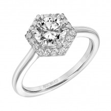 Artcarved Bridal Semi-Mounted with Side Stones Classic Halo Engagement Ring Maya 14K White Gold - 31-V849ERW-E.01