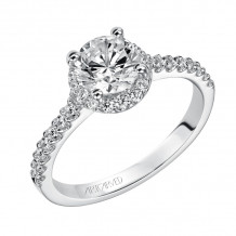 Artcarved Bridal Semi-Mounted with Side Stones Classic Halo Engagement Ring Layla 14K White Gold - 31-V324ERW-E.01