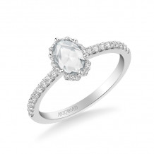 Artcarved Bridal Mounted Mined Live Center Classic Halo Engagement Ring Madelyn 18K White Gold - 31-V990CVW-E.01