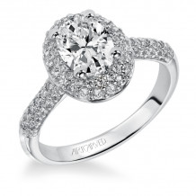 Artcarved Bridal Mounted with CZ Center Classic Pave Halo Engagement Ring Betsy 14K White Gold - 31-V378EVW-E.00