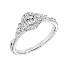 Artcarved Bridal Semi-Mounted with Side Stones Contemporary One Love Engagement Ring 18K White Gold - 31-V876ARW-E.05