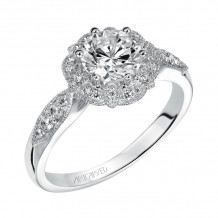 Artcarved Bridal Mounted with CZ Center Vintage Halo Engagement Ring Francesca 14K White Gold - 31-V480ERW-E.00
