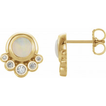 14K Yellow Opal & 1/8 CTW Diamond Earrings - 86780611P