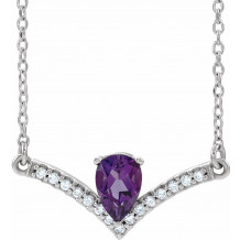 14K White Amethyst & .06 CTW Diamond 18 Necklace - 868146075P