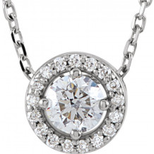 14K White 1/4 CTW Diamond Halo-Style 16 Necklace - 85916101P