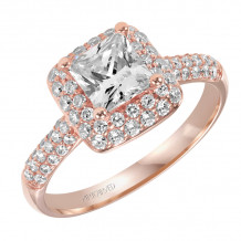 Artcarved Bridal Mounted with CZ Center Classic Pave Halo Engagement Ring Betsy 14K Rose Gold - 31-V378ECR-E.00