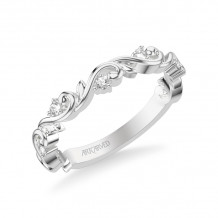 Artcarved Bridal Mounted with Side Stones Classic Lyric Diamond Anniversary Ring 18K White Gold - 33-V9408W-L.01