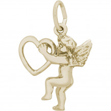 14k Gold Angel With Heart Charm
