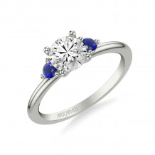 Artcarved Bridal Mounted with CZ Center Classic Engagement Ring 14K White Gold & Blue Sapphire - 31-V1033SERW-E.00