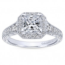 Gabriel & Co 14k White Gold Princess Cut Halo Engagement Ring