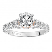Artcarved Bridal Semi-Mounted with Side Stones Vintage Engagement Ring 14K White Gold - 31-V528ERW-E.01