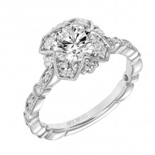 Artcarved Bridal Semi-Mounted with Side Stones Vintage Milgrain Engagement Ring Alma 18K White Gold - 31-V858ERW-E.03